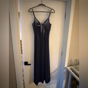 Revelry Slate Blue Velvet Tie-Front Maxi Dress